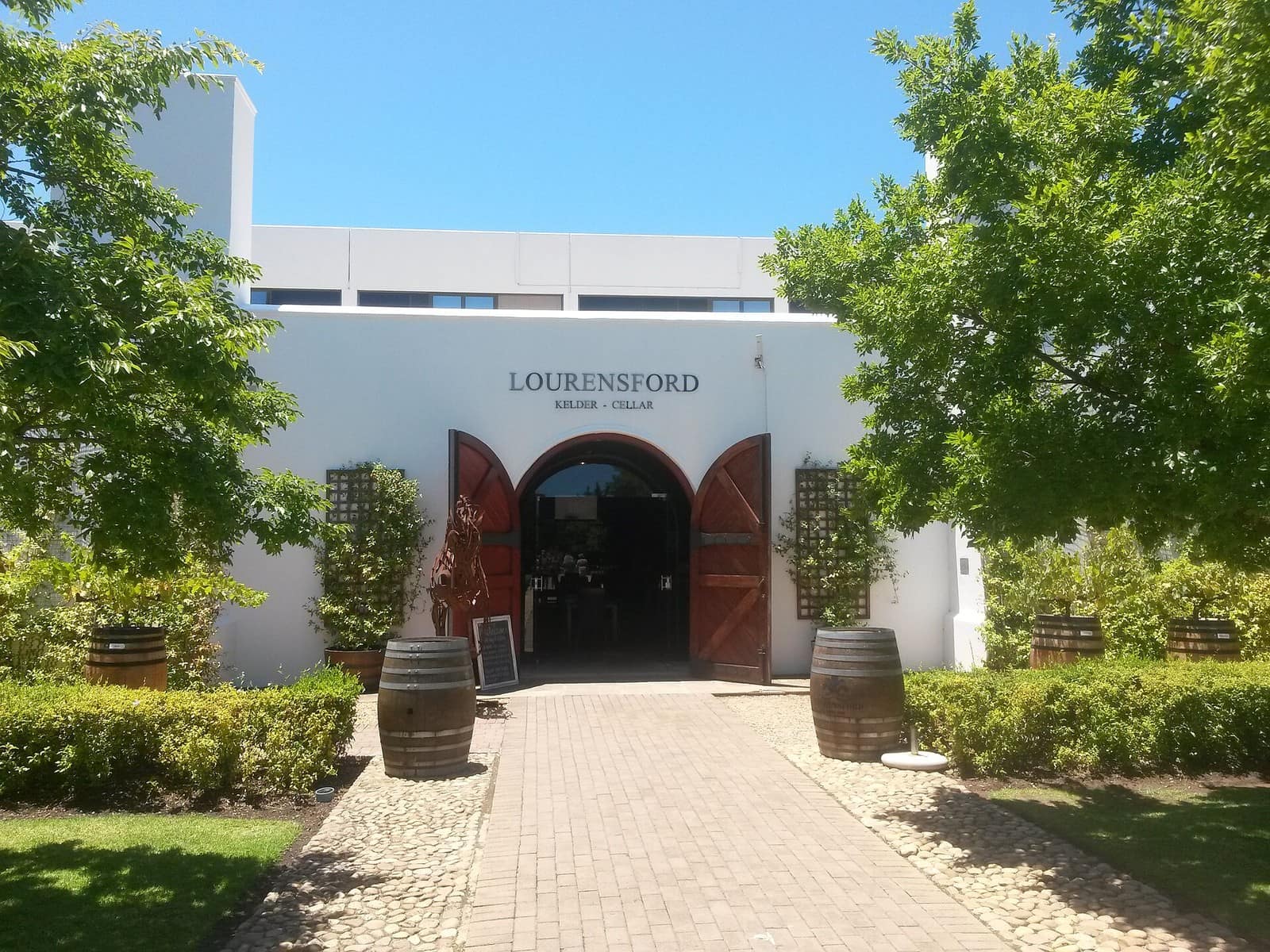 The cellar entrance at Lourensford Wine Estate, Somerset West